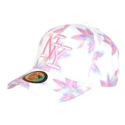 Casquette NY Enfant Palmiers Blanc Turquoise Corail Jaune 6-12 Ans