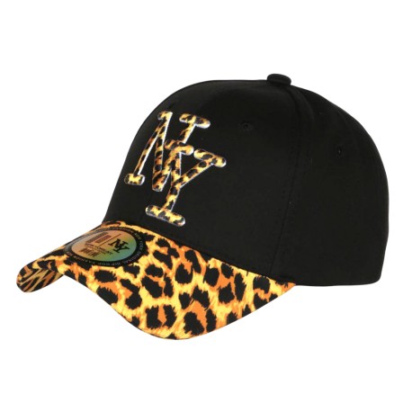 Casquette NY Léopard Beige Noir Homme Femme Panthère