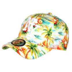 Casquette NY Plage Tropicale Orange Bleu Palmiers Homme Femme