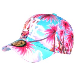 Casquette NY Enfant Palmiers Blanc Rose Pastel Turquoise 6-12 Ans
