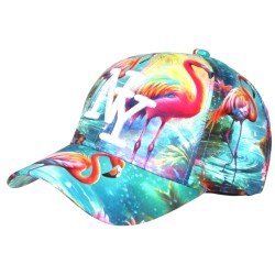 Casquette NY Flamant Rose Tropical Homme Femme Orange Sunset