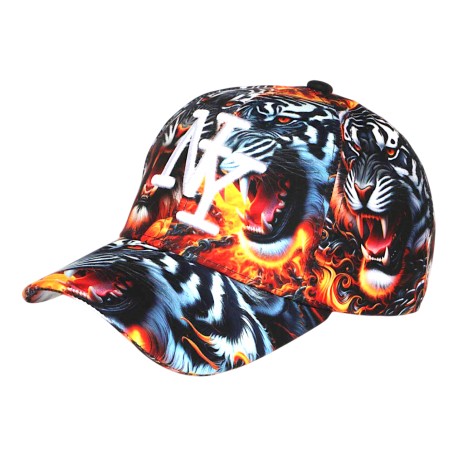 Casquette NY Tigre Rugissant Homme Femme Noir Streetwear