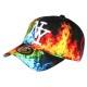 Casquette NY Orange et Bleue Print Flammes Streetwear Baseball Fire