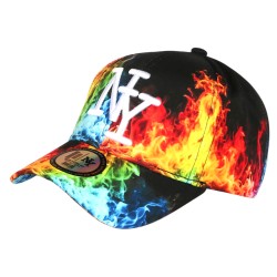 Casquette Enfant Orange Bleue Originale Fire NY Baseball de 7 a 11 ans