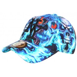 Casquette NY Enfant Têtes de Mort Bleues Streetwear 6-12 Ans