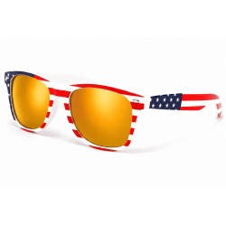 Lunettes De Soleil USA Miroir Bleu Drapeau Americain