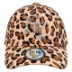 Casquette NY Léopard Beige Strass Brillants Visière Courbée Réglable