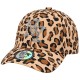 Casquette NY Léopard Beige Strass Brillants Visière Courbée Réglable