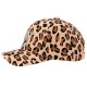 Casquette NY Léopard Beige Strass Brillants Visière Courbée Réglable