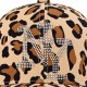 Casquette NY Léopard Beige Strass Brillants Visière Courbée Réglable