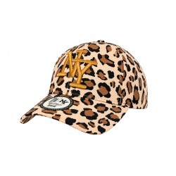Casquette NY Léopard Beige Camel Brodée Homme Femme