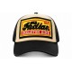 Casquette Trucker Indian Beige Noire Vintage Skeleton en Coton