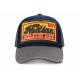Casquette Trucker Indian Bleu Gris Vintage Skeleton en Coton