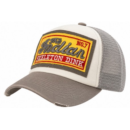 Casquette Indian Beige Gris Vintage Skeleton en Coton