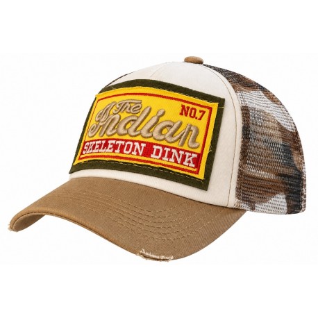Casquette Indian Beige Camouflage Vintage Skeleton en Coton