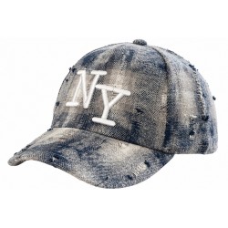 Casquette NY Bleue Délavée Vintage Homme Femme en Coton