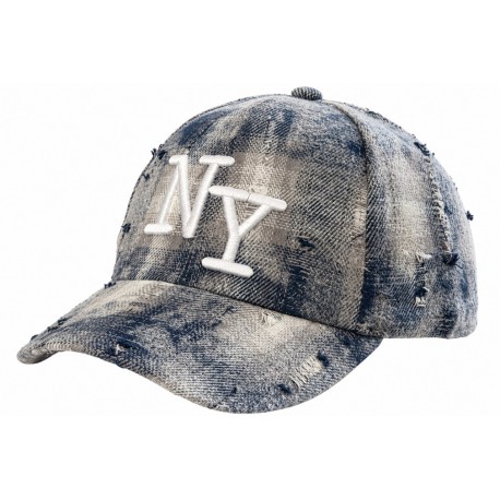 Casquette NY Bleue Délavée Vintage Homme Femme en Coton
