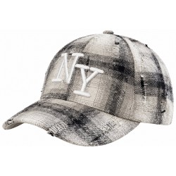 Casquette NY Blanche Noire Délavée Vintage Homme Femme en Coton