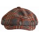 Casquette Gavroche Rouge Grise à Carreaux Vintage en Laine