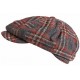 Casquette Gavroche Rouge Grise à Carreaux Vintage en Laine