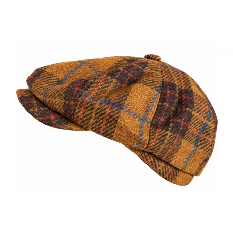 Casquette Gavroche Rouge Grise à Carreaux Vintage en Laine