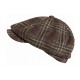 Casquette Gavroche Marron à Carreaux Vintage en Laine