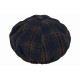 Casquette Gavroche Bleu Marine à Carreaux Marron Vintage
