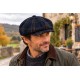 Casquette Gavroche Bleu Marine à Carreaux Marron Vintage