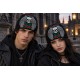 Bonnet Noir Tête de Mort Ailes Roses Homme Femme Biker Gothique