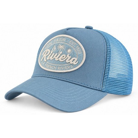 Casquette Riviera Côte d’Azur Bleu Ciel Trucker Homme Femme Filet
