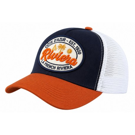 Casquette Riviera Côte d’Azur Bleu Orange Trucker