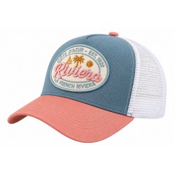 Casquette Riviera Côte d’Azur Bleu Ciel Rose Trucker