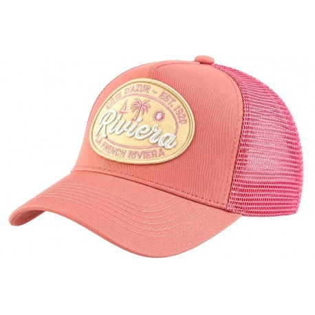 Casquette Riviera Côte d’Azur Rose Trucker Filet Rose