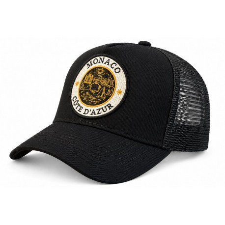 Casquette Monaco Côte d’Azur Noire Trucker Homme Femme Filet