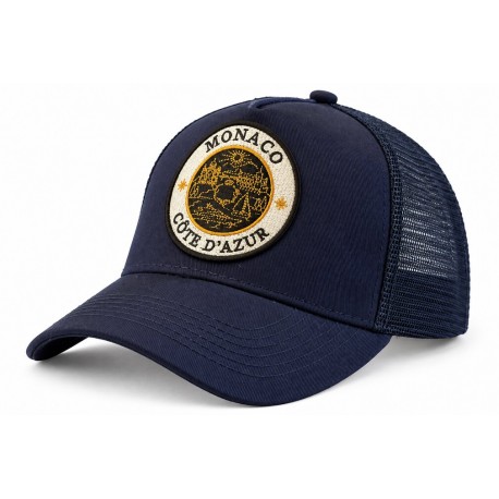 Casquette Monaco Côte d’Azur Bleu Marine Trucker Homme Femme Filet
