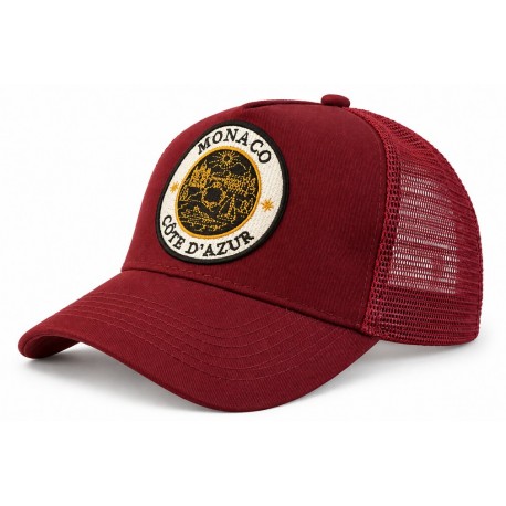 Casquette Monaco Côte d’Azur Rouge Bordeaux Trucker Femme Homme Filet