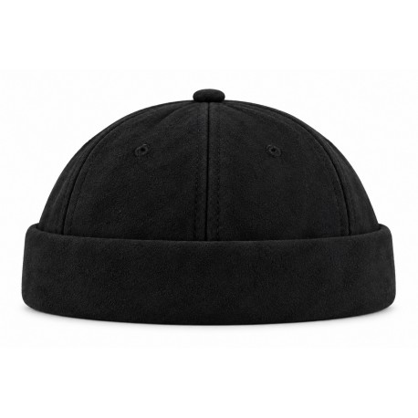 Bonnet Docker Daim Noir – Bonnet Biker Miki en Suédine