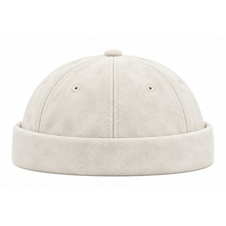 Bonnet Docker Daim Blanc – Bonnet Biker Miki en Suédine