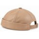 Bonnet Docker Cuir Beige – Bonnet Biker Miki Court Réglable