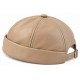 Bonnet Docker Cuir Beige – Bonnet Biker Miki Court Réglable