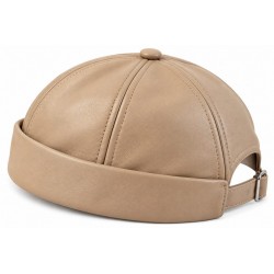 Bonnet Docker Cuir Beige – Bonnet Biker Miki Court Réglable