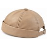 Bonnet Docker Cuir Beige – Bonnet Biker Miki Court Réglable