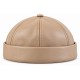 Bonnet Docker Cuir Beige – Bonnet Biker Miki Court Réglable
