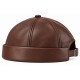 Bonnet Docker Cuir Marron – Bonnet Biker Miki Court Réglable