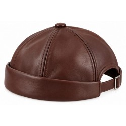 Bonnet Docker Cuir Marron – Bonnet Biker Miki Court Réglable