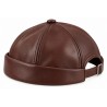 Bonnet Docker Cuir Marron – Bonnet Biker Miki Court Réglable