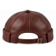 Bonnet Docker Cuir Marron – Bonnet Biker Miki Court Réglable