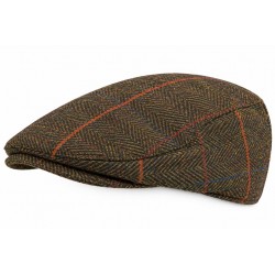 Casquette Plate Vert Kaki Orange à Carreaux – Casquette Anglaise Laine Hiver