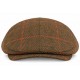 Casquette Plate Marron à Carreaux Bleu Rouge – Casquette Anglaise Laine