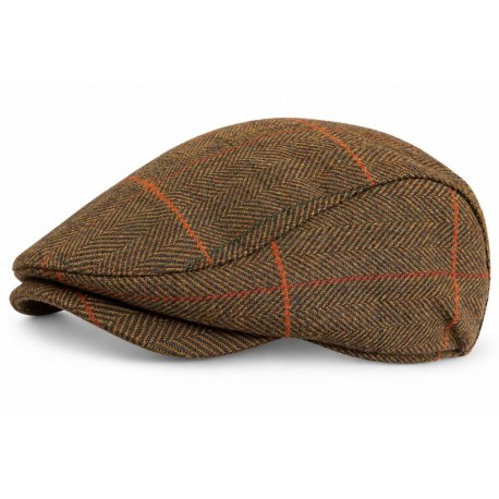 Casquette Plate Marron à Carreaux Bleu Rouge – Casquette Anglaise Laine